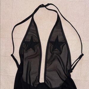 Motel Rocks Black Star Mesh Bodysuit